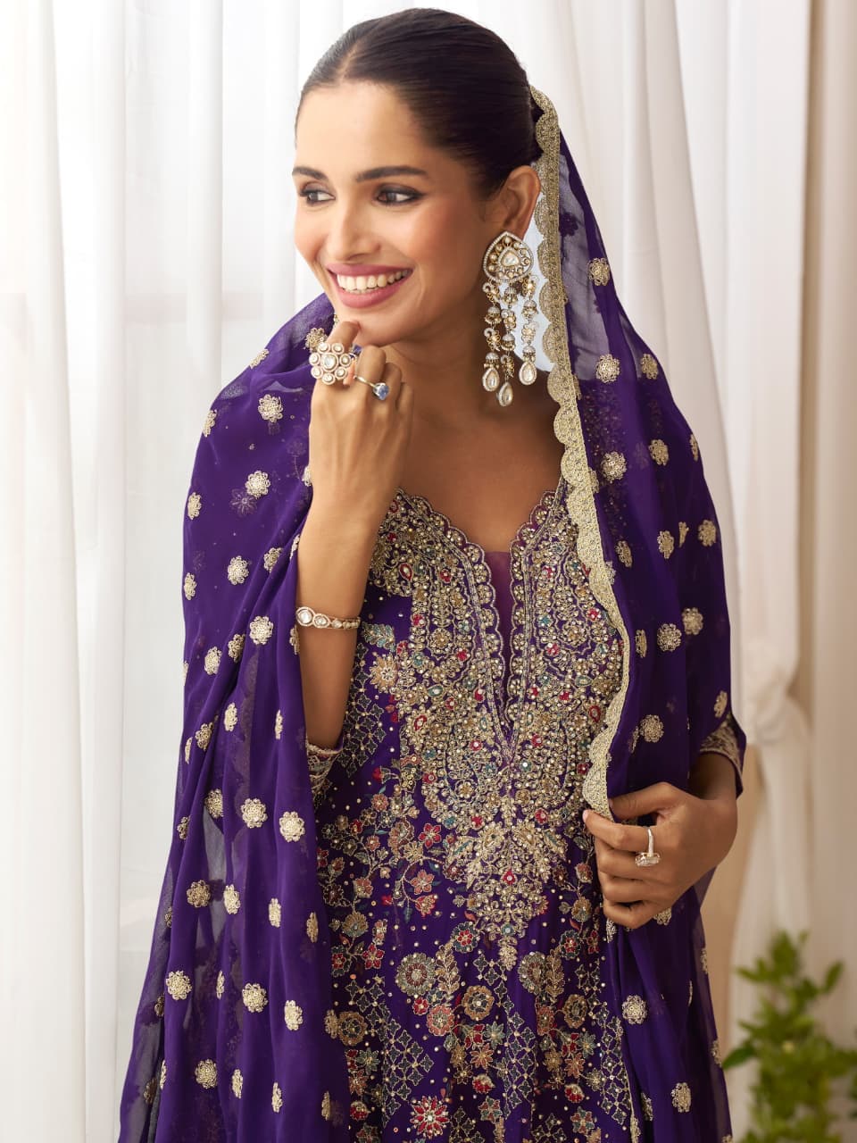 Aarshi Fashions Dark Blue Pure Georgette Full Stitched Suit | Grocsy