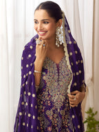 Aarshi Fashions Dark Blue Pure Georgette Full Stitched Suit | Grocsy