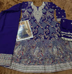 Aarshi Fashions Dark Blue Pure Georgette Full Stitched Suit | Grocsy