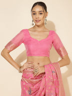 Janasya Light Pink Chanderi Silk Ethnic Motifs Woven Design Saree | Grocsy