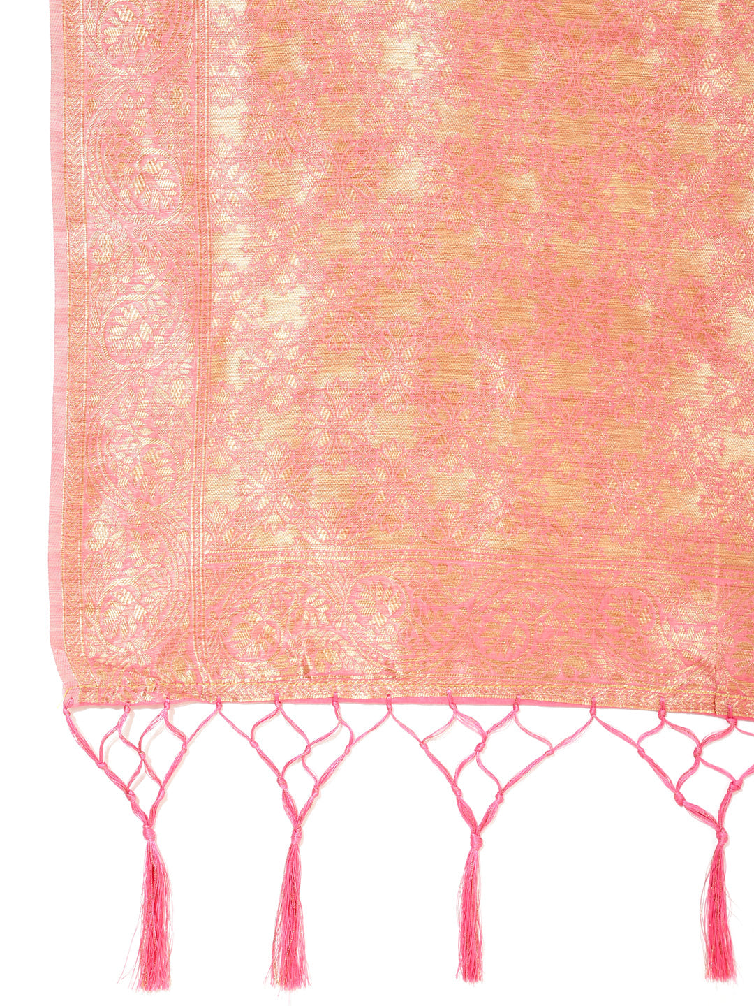 Janasya Light Pink Chanderi Silk Ethnic Motifs Woven Design Saree | Grocsy