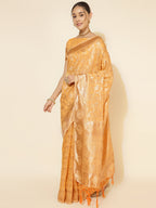 Janasya Light Yellow Chanderi Silk Woven Ethnic Motifs Chanderi Silk Saree | Grocsy