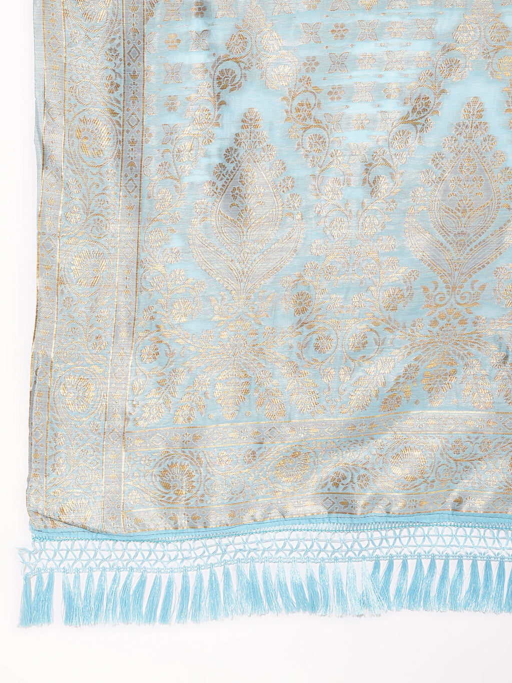 Janasya Sky Blue Chanderi Silk Ethnic Motifs Woven Design Saree | Grocsy