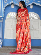 Janasya Pink Paithani Silk Woven Ethnic Motifs Paithani Silk Saree | Grocsy