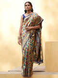Janasya Golden Paithani Silk Woven Floral Design Paithani Silk Saree | Grocsy