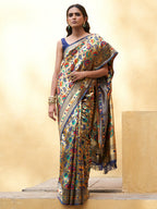 Janasya Golden Paithani Silk Woven Floral Design Paithani Silk Saree | Grocsy