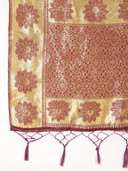 Janasya Wine Chanderi Silk Woven Paisley Chanderi Silk Saree | Grocsy