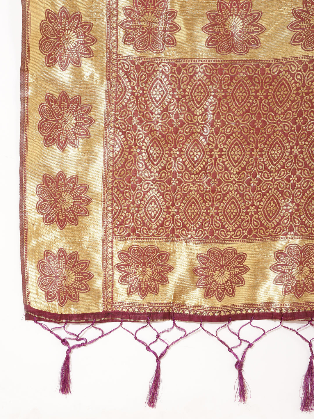 Janasya Wine Chanderi Silk Woven Paisley Chanderi Silk Saree | Grocsy