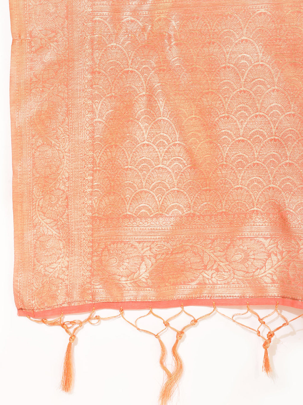 Janasya Peach Chanderi Silk Floral Woven Design Saree | Grocsy