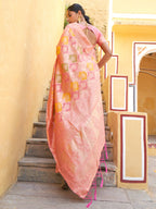 Janasya Light Pink Chanderi Silk Ethnic Motifs Woven Design Saree | Grocsy