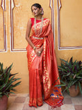 Janasya Red Paithani Silk Woven Ethnic Motifs Paithani Silk Saree | Grocsy