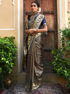 Janasya Navy Blue Paithani Silk Woven Ethnic Motifs Paithani Silk Saree | Grocsy