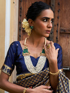 Janasya Navy Blue Paithani Silk Woven Ethnic Motifs Paithani Silk Saree | Grocsy