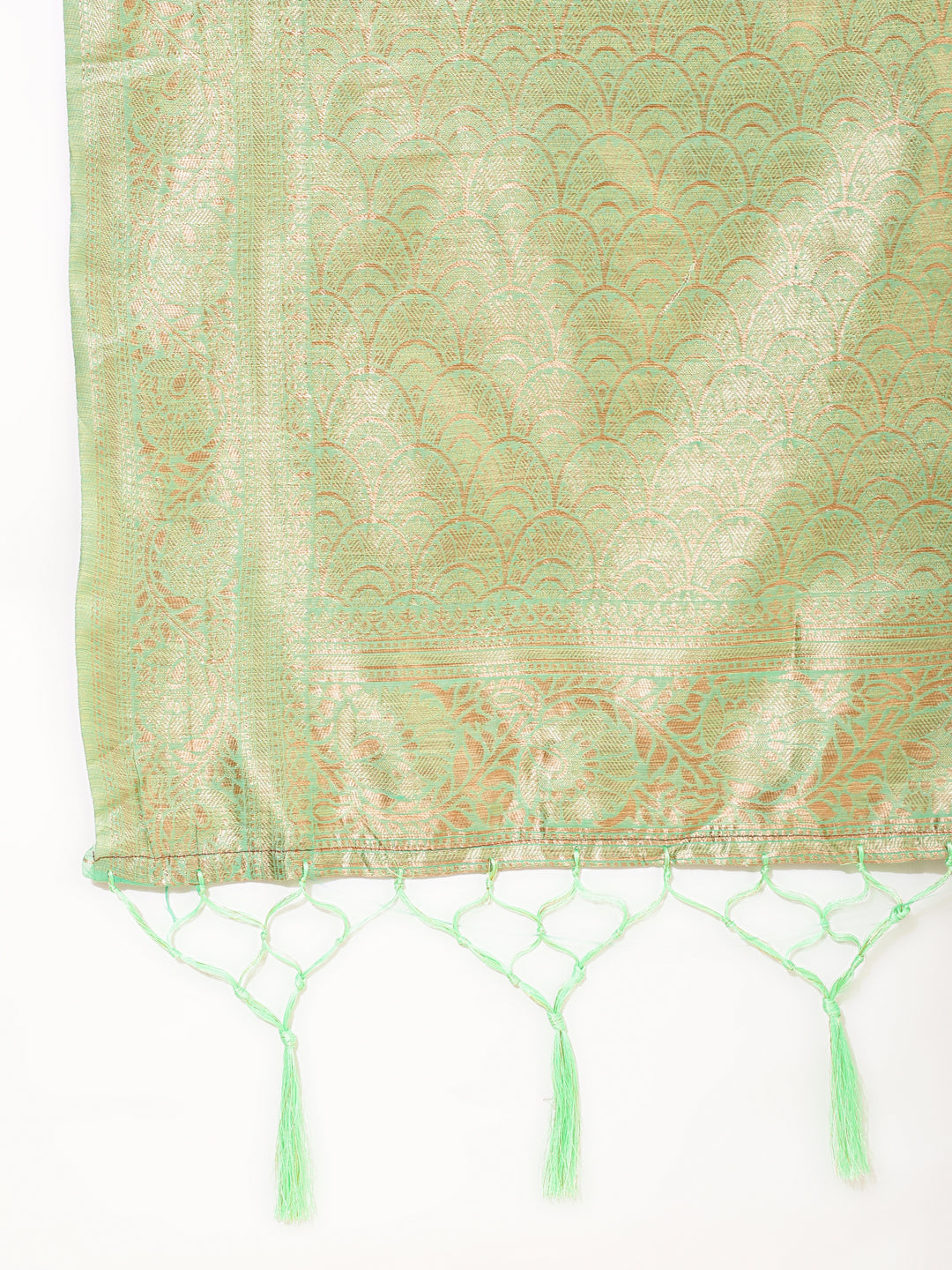 Janasya Green Chanderi Silk Floral Woven Design Saree | Grocsy