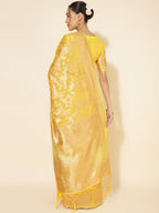 Janasya Yellow Chanderi Silk Floral Woven Design Saree | Grocsy
