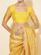 Janasya Yellow Chanderi Silk Floral Woven Design Saree | Grocsy