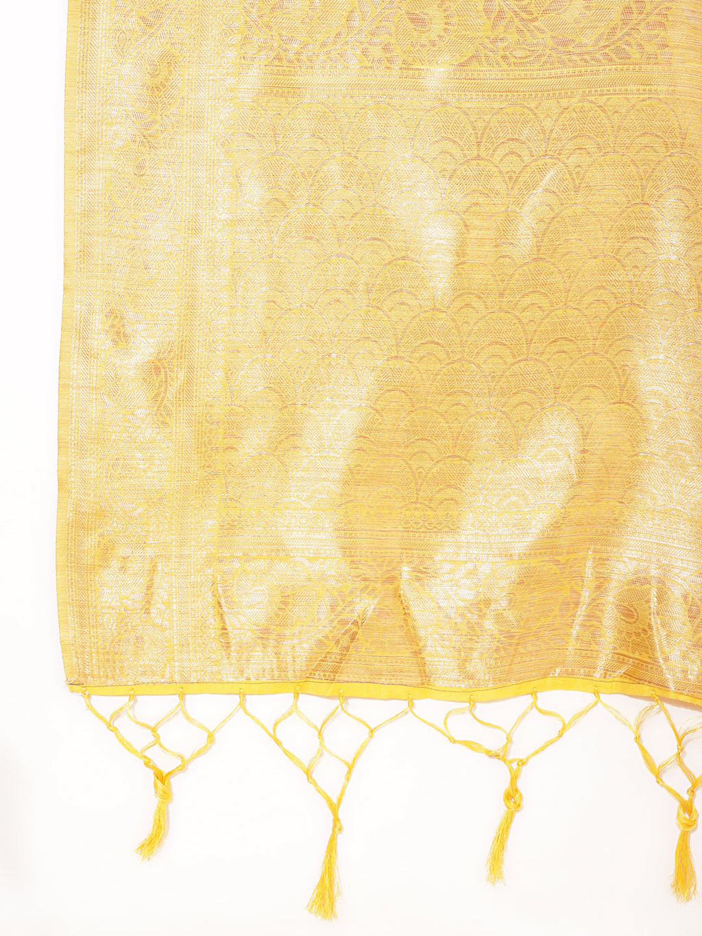 Janasya Yellow Chanderi Silk Floral Woven Design Saree | Grocsy