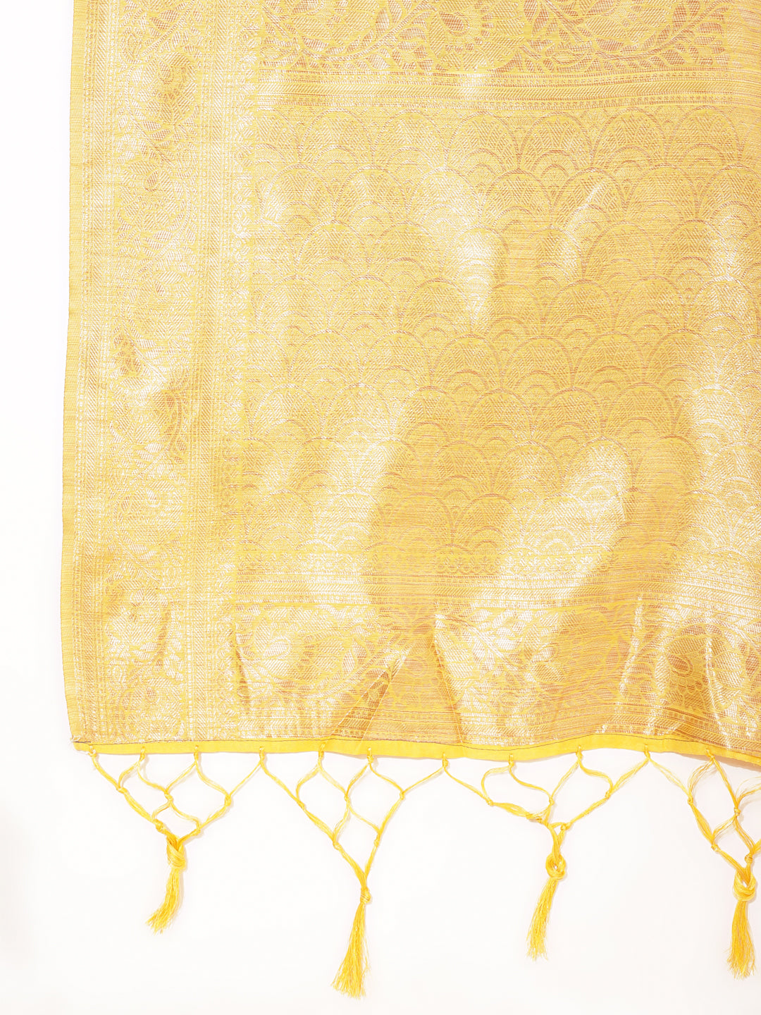 Janasya Yellow Chanderi Silk Floral Woven Design Saree | Grocsy