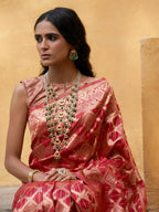 Janasya Red Organza Woven Ethnic Motifs Kanjeevaram Saree | Grocsy