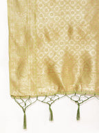 Janasya Light Green Chanderi Silk Floral Woven Design Saree | Grocsy