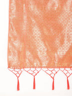 Janasya Peach Chanderi Silk Floral Woven Design Saree | Grocsy