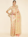Janasya Cream Chanderi Silk Ethnic Motifs Woven Design Saree | Grocsy