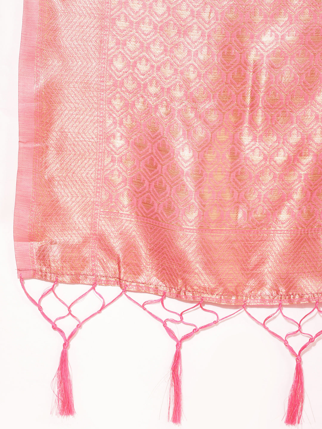Janasya Pink Chanderi Silk Floral Woven Design Saree | Grocsy