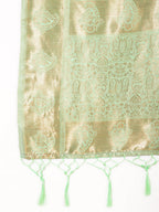 Janasya Light Green Chanderi Silk Floral Woven Design Saree | Grocsy