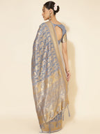 Janasya Grey Chanderi Silk Woven Ethnic Motifs Chanderi Silk Saree | Grocsy