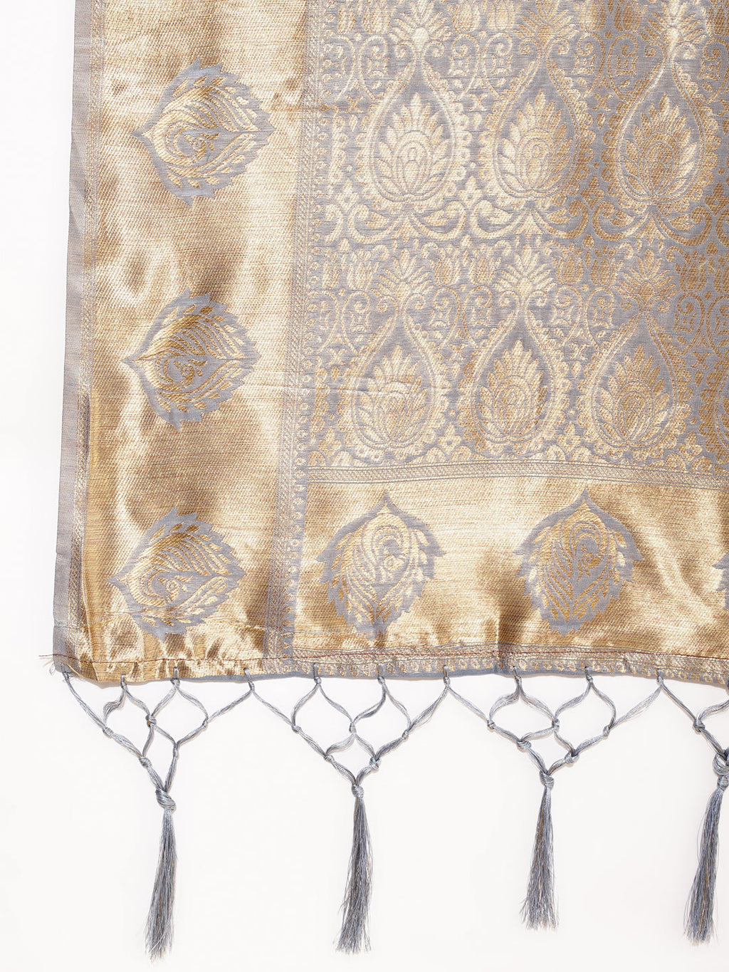 Janasya Grey Chanderi Silk Woven Ethnic Motifs Chanderi Silk Saree | Grocsy