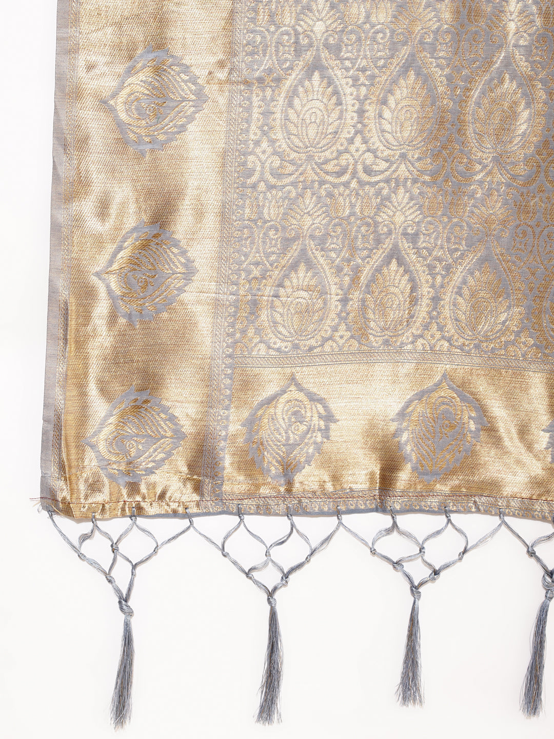 Janasya Grey Chanderi Silk Woven Ethnic Motifs Chanderi Silk Saree | Grocsy