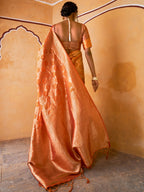 Janasya Yellow Organza Woven Ethnic Motifs Kanjeevaram Saree | Grocsy