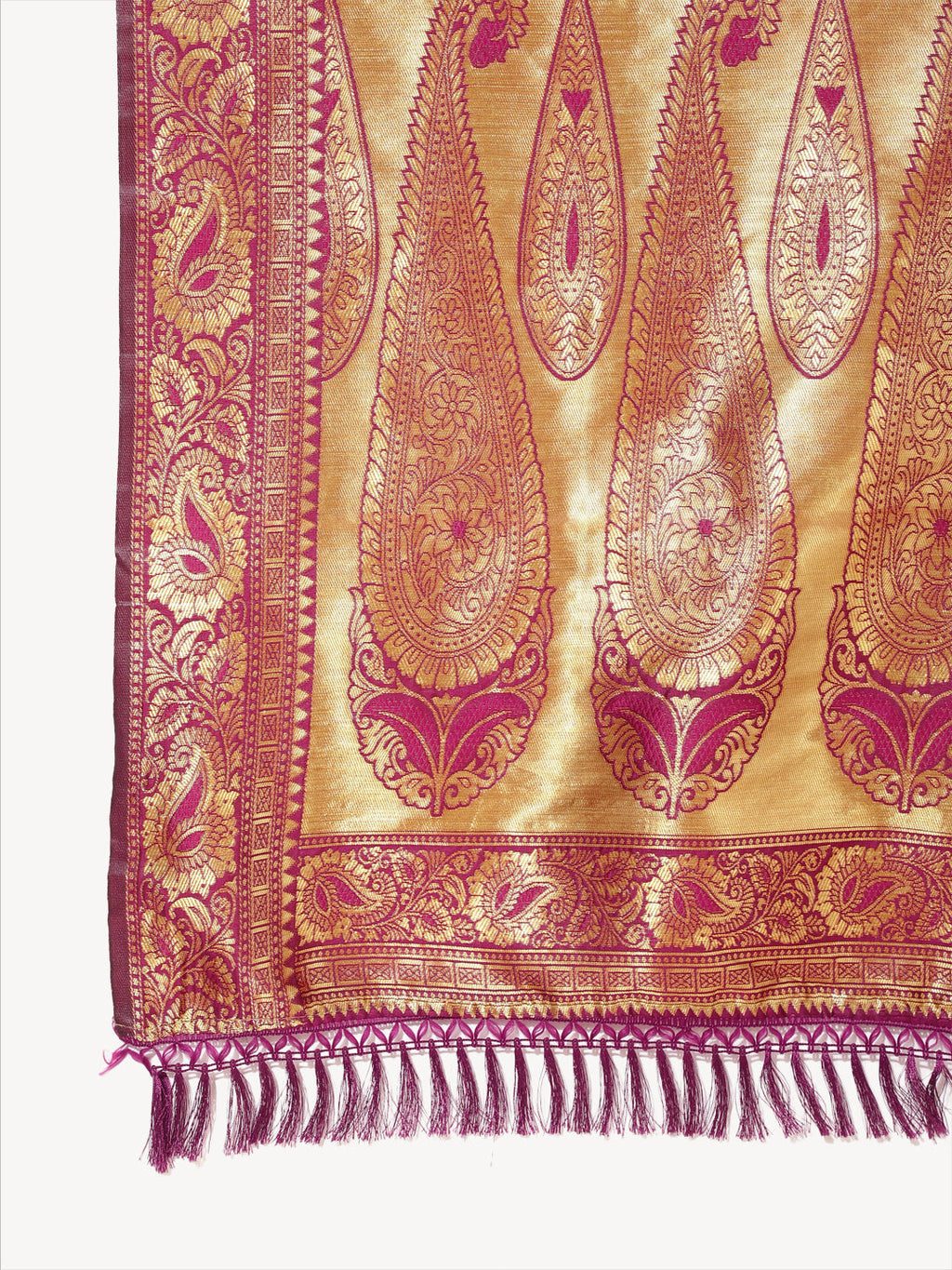 Janasya Wine Banarasi Silk Woven Ethnic Motifs Banarasi Silk Saree | Grocsy