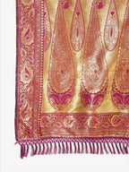 Janasya Wine Banarasi Silk Woven Ethnic Motifs Banarasi Silk Saree | Grocsy