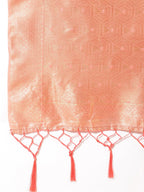 Janasya Peach Chanderi Silk Ethnic Motifs Woven Design Saree | Grocsy