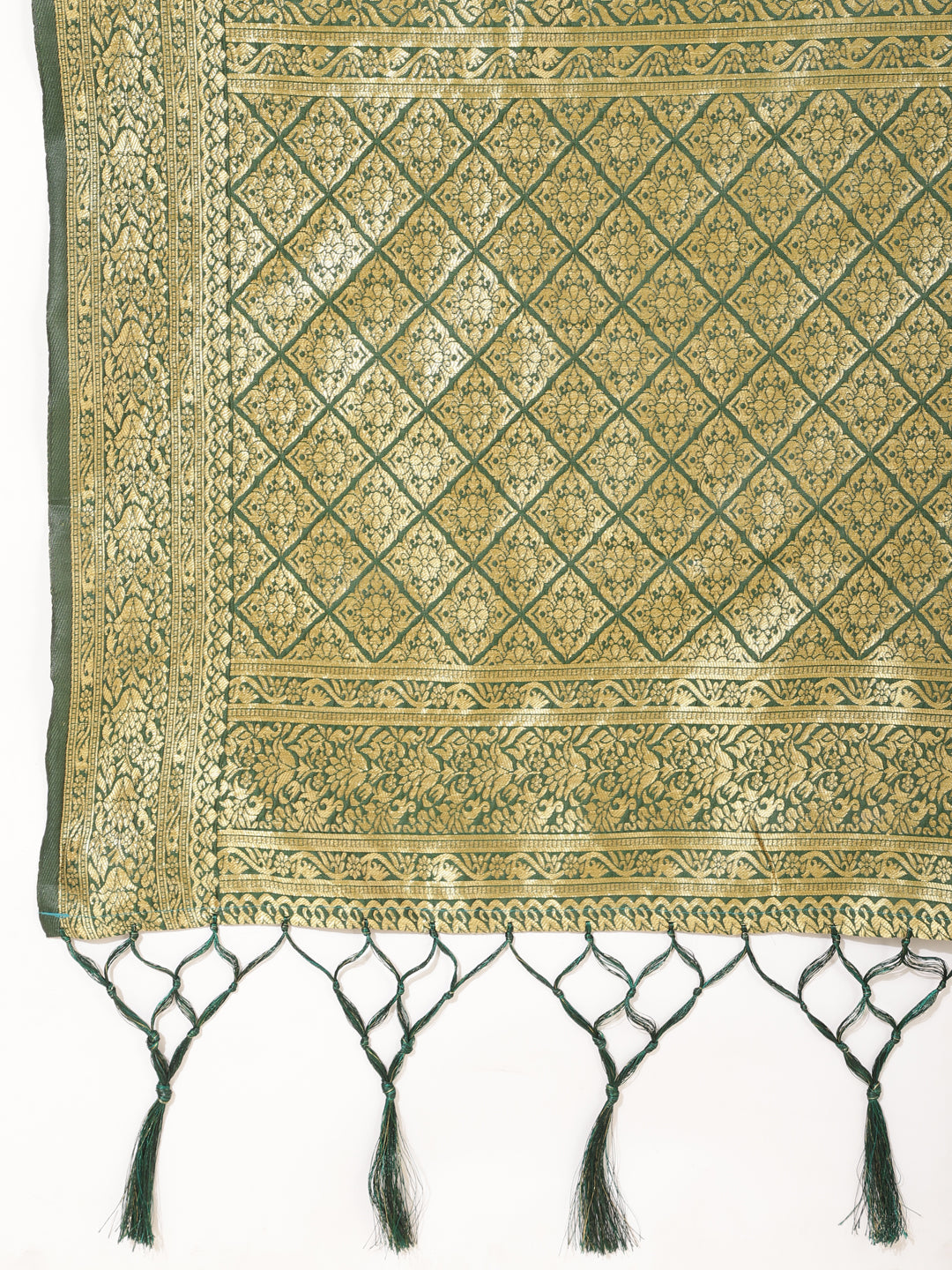 Janasya Green Banarasi Silk Ethnic Motifs Woven Design Saree | Grocsy
