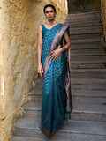 Janasya Green Banarasi Silk Ethnic Motifs Woven Design Saree | Grocsy