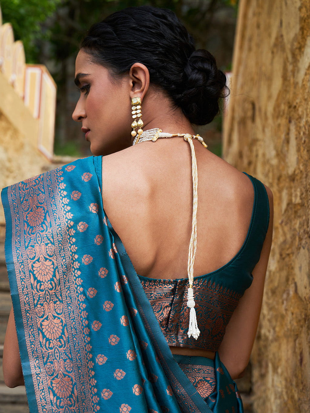 Janasya Green Banarasi Silk Ethnic Motifs Woven Design Saree | Grocsy