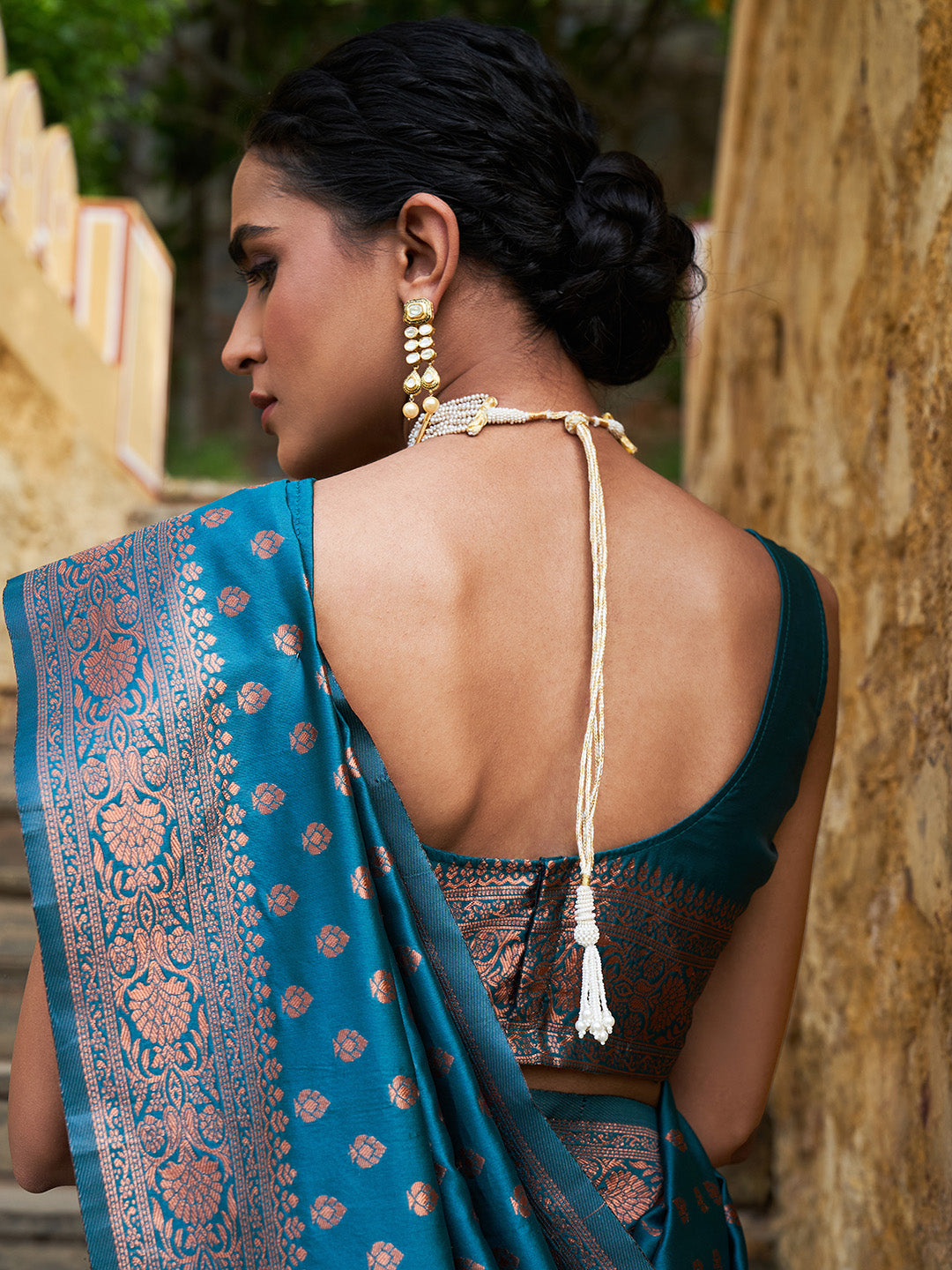 Janasya Green Banarasi Silk Ethnic Motifs Woven Design Saree | Grocsy