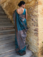 Janasya Green Banarasi Silk Ethnic Motifs Woven Design Saree | Grocsy