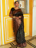 Janasya Black Banarasi Silk Ethnic Motifs Woven Design Saree | Grocsy