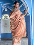 Janasya Beige Chanderi Silk Paisley Woven Design Saree | Grocsy