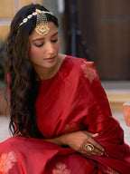 Janasya Red Kanjeevaram Silk Floral Motif Kanjeevaram Silk Saree | Grocsy