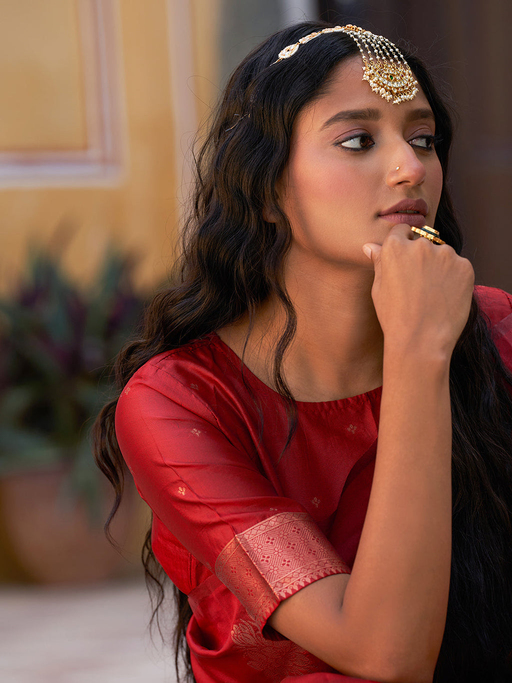 Janasya Red Kanjeevaram Silk Floral Motif Kanjeevaram Silk Saree | Grocsy