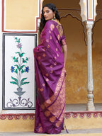 Janasya Wine Kanjeevaram Silk Woven Ethnic Motifs Kanjeevaram Silk Saree | Grocsy