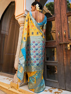 Janasya Yellow Cotton Silk Woven Ethnic Motifs Patola Saree | Grocsy