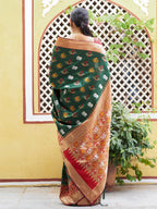 Janasya Green Cotton Silk Woven Ethnic Motifs Patola Saree | Grocsy