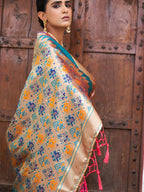 Janasya Pink Cotton Silk Woven Ethnic Motifs Patola Saree | Grocsy