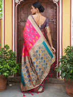Janasya Pink Cotton Silk Woven Ethnic Motifs Patola Saree | Grocsy