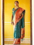 Janasya Green Silk Blend Woven Ethnic Motifs Woven Design Saree | Grocsy